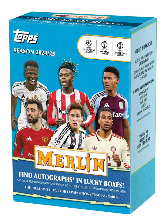 Break #158: Half Case (20stk) 2024/25 Topps Chrome Merlin UEFA Club Competitions Soccer Blaster Bokser (Forhåndsalg) - PYT